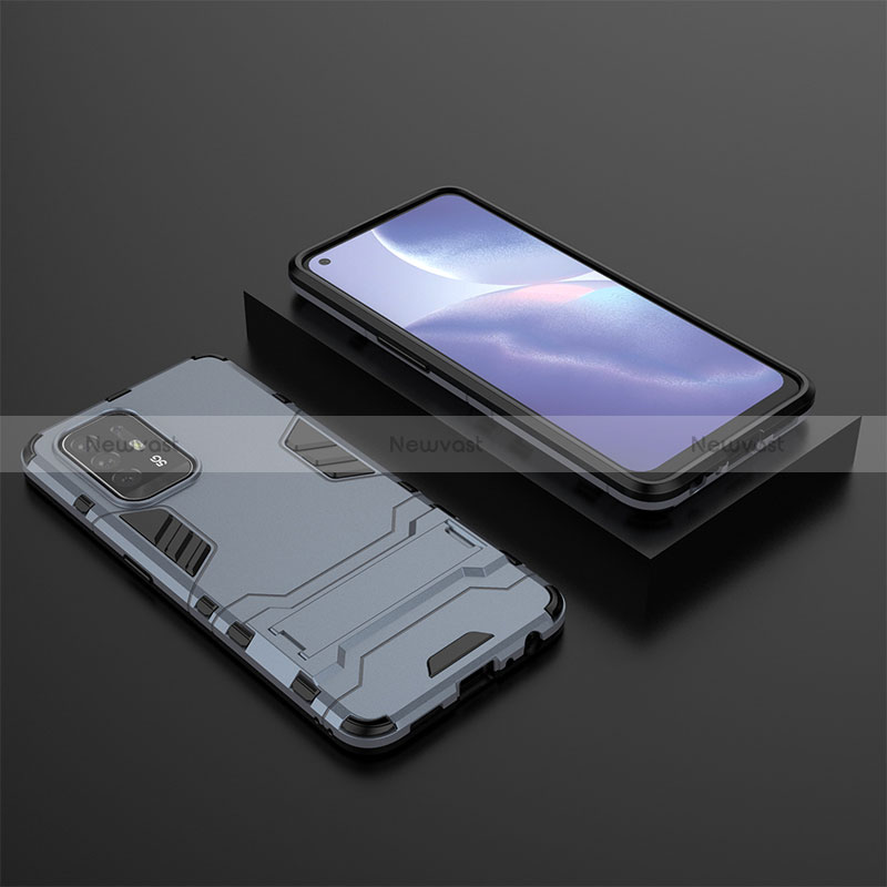 Silicone Matte Finish and Plastic Back Cover Case with Stand T02 for Oppo Reno5 Z 5G