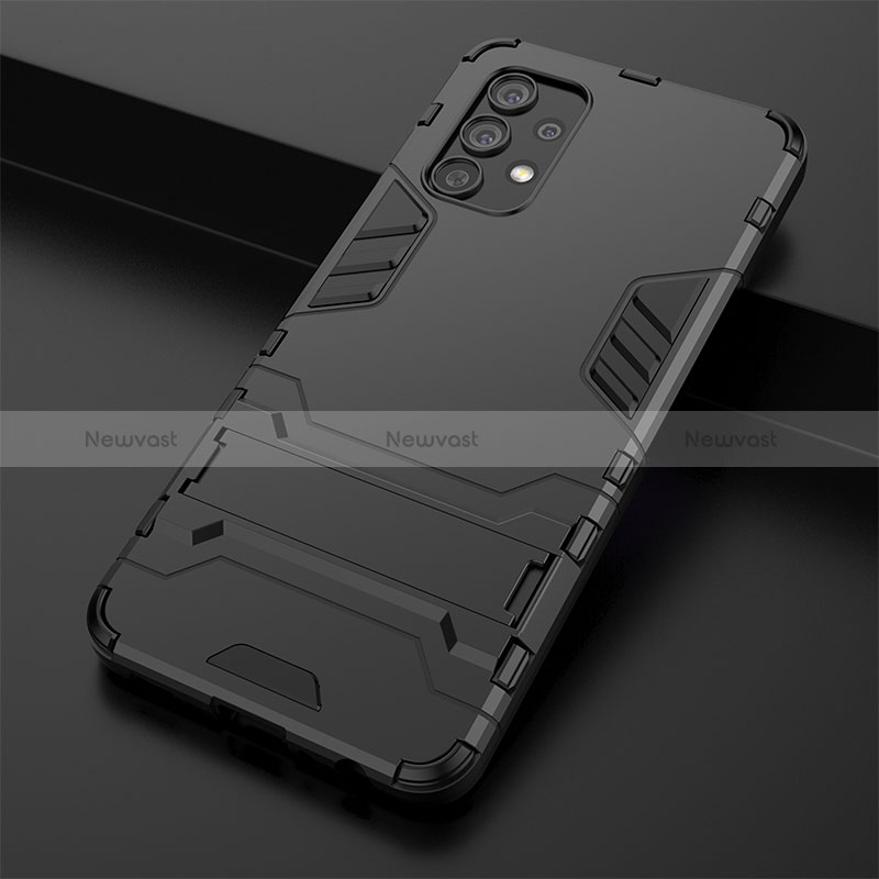 Silicone Matte Finish and Plastic Back Cover Case with Stand T02 for Samsung Galaxy A32 4G