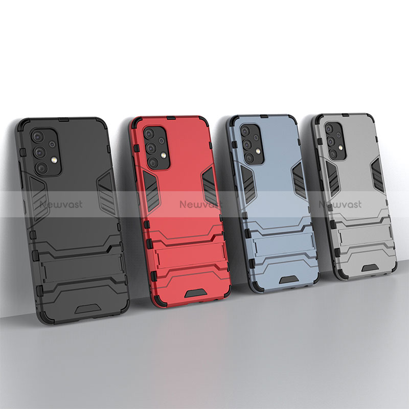 Silicone Matte Finish and Plastic Back Cover Case with Stand T02 for Samsung Galaxy A32 4G