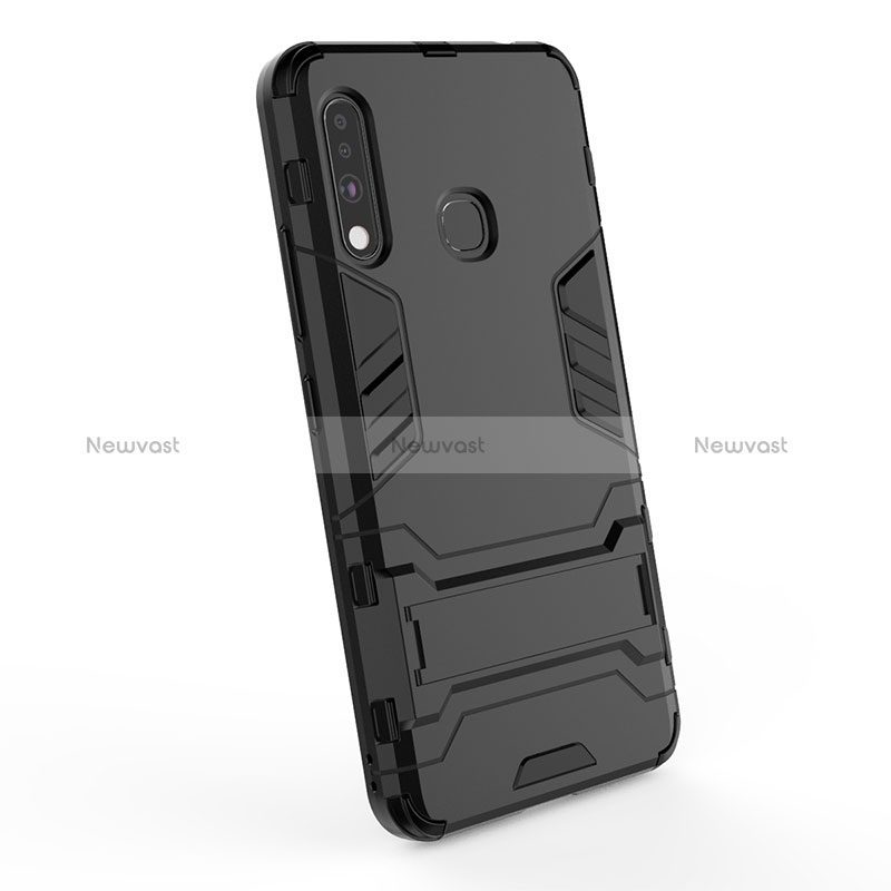 Silicone Matte Finish and Plastic Back Cover Case with Stand T02 for Samsung Galaxy A70E