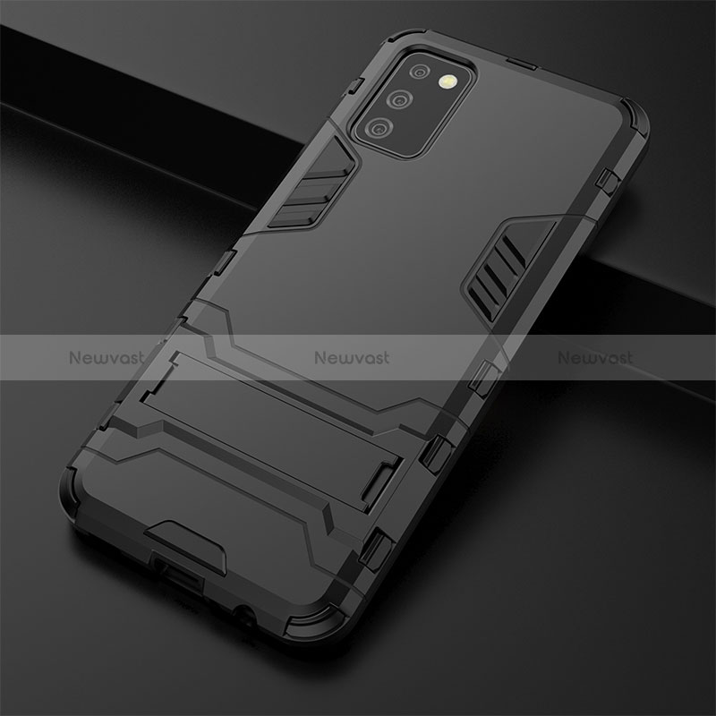 Silicone Matte Finish and Plastic Back Cover Case with Stand T02 for Samsung Galaxy M02s