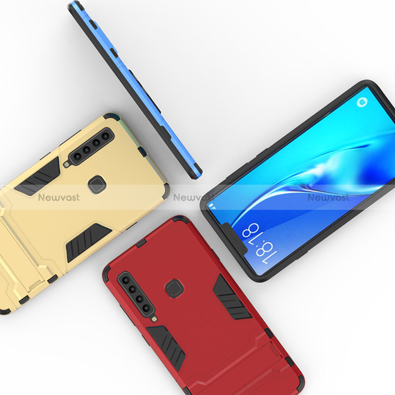 Silicone Matte Finish and Plastic Back Cover Case with Stand T03 for Samsung Galaxy A9 (2018) A920