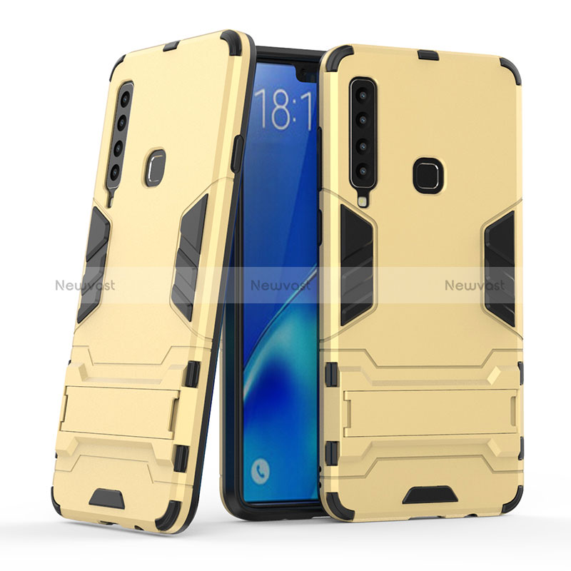 Silicone Matte Finish and Plastic Back Cover Case with Stand T03 for Samsung Galaxy A9 (2018) A920