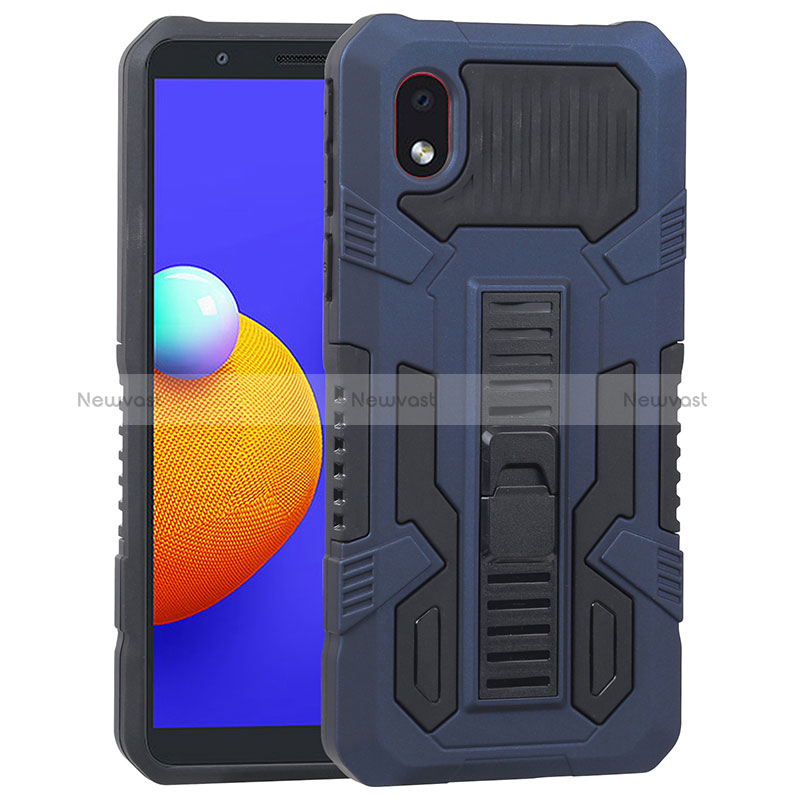 Silicone Matte Finish and Plastic Back Cover Case with Stand YF1 for Samsung Galaxy A01 Core