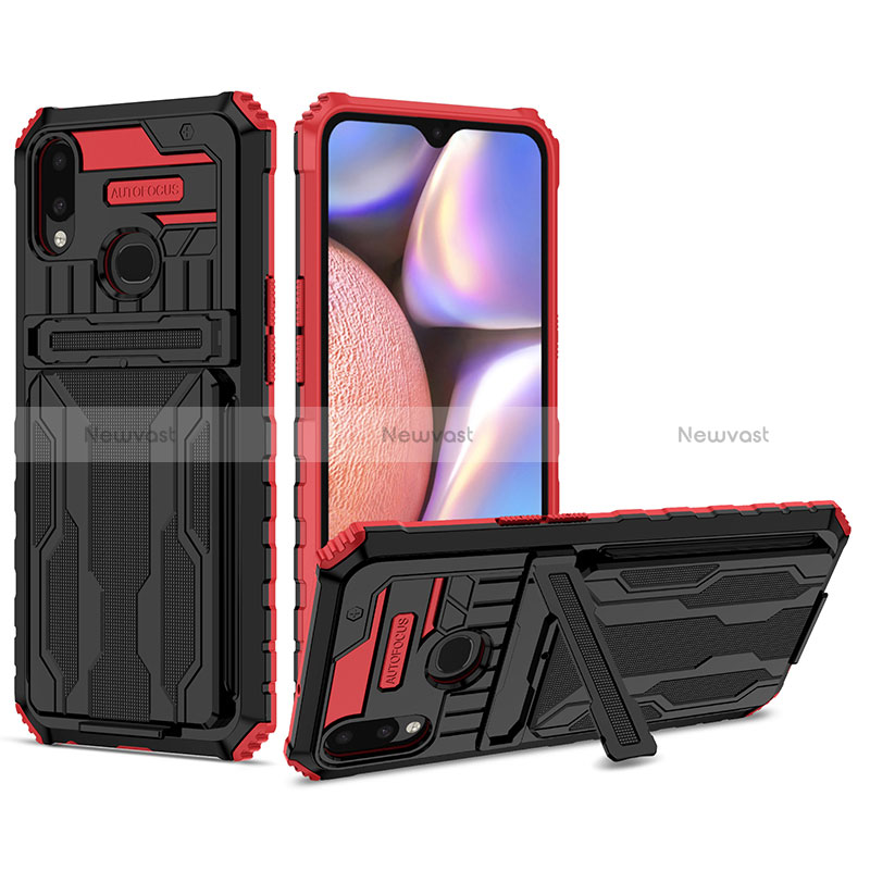 Silicone Matte Finish and Plastic Back Cover Case with Stand YF1 for Samsung Galaxy A10s