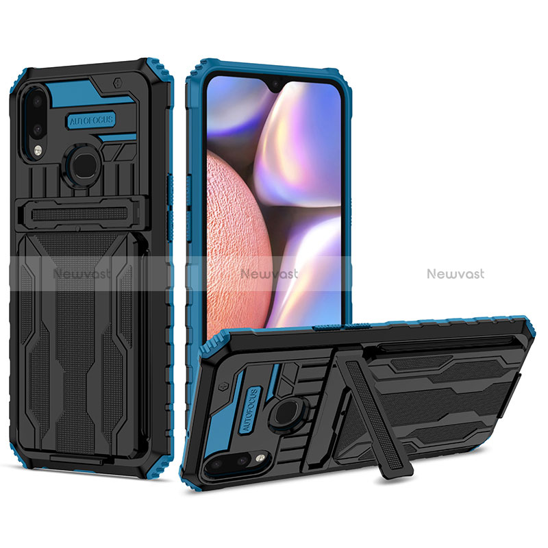 Silicone Matte Finish and Plastic Back Cover Case with Stand YF1 for Samsung Galaxy A10s