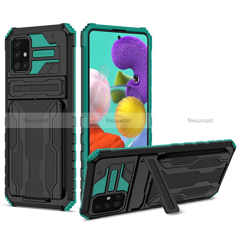 Silicone Matte Finish and Plastic Back Cover Case with Stand YF1 for Samsung Galaxy A51 5G