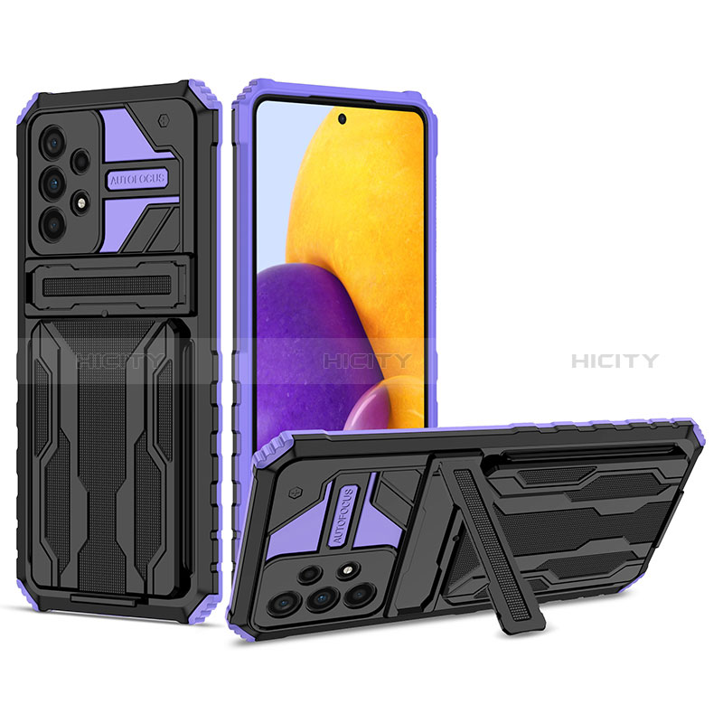 Silicone Matte Finish and Plastic Back Cover Case with Stand YF1 for Samsung Galaxy A73 5G