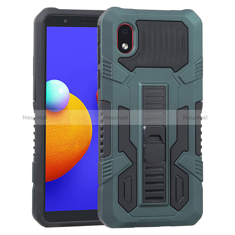 Silicone Matte Finish and Plastic Back Cover Case with Stand YF1 for Samsung Galaxy M01 Core