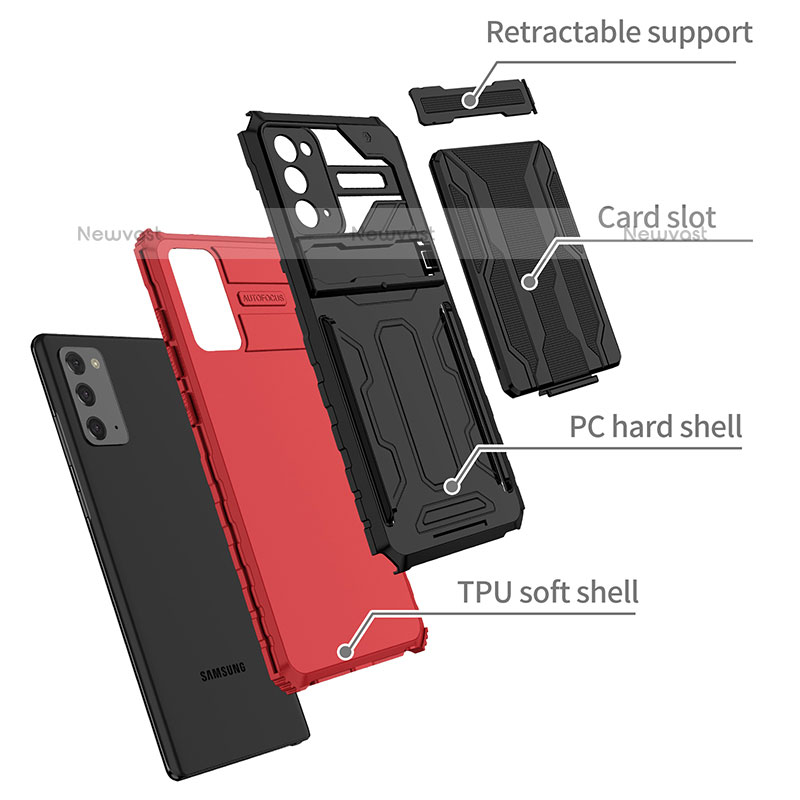 Silicone Matte Finish and Plastic Back Cover Case with Stand YF1 for Samsung Galaxy Note 20 5G