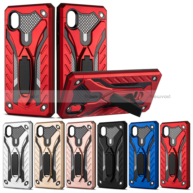 Silicone Matte Finish and Plastic Back Cover Case with Stand YF2 for Samsung Galaxy A01 Core