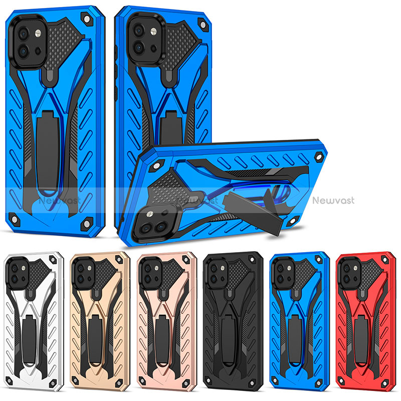 Silicone Matte Finish and Plastic Back Cover Case with Stand YF2 for Samsung Galaxy A03