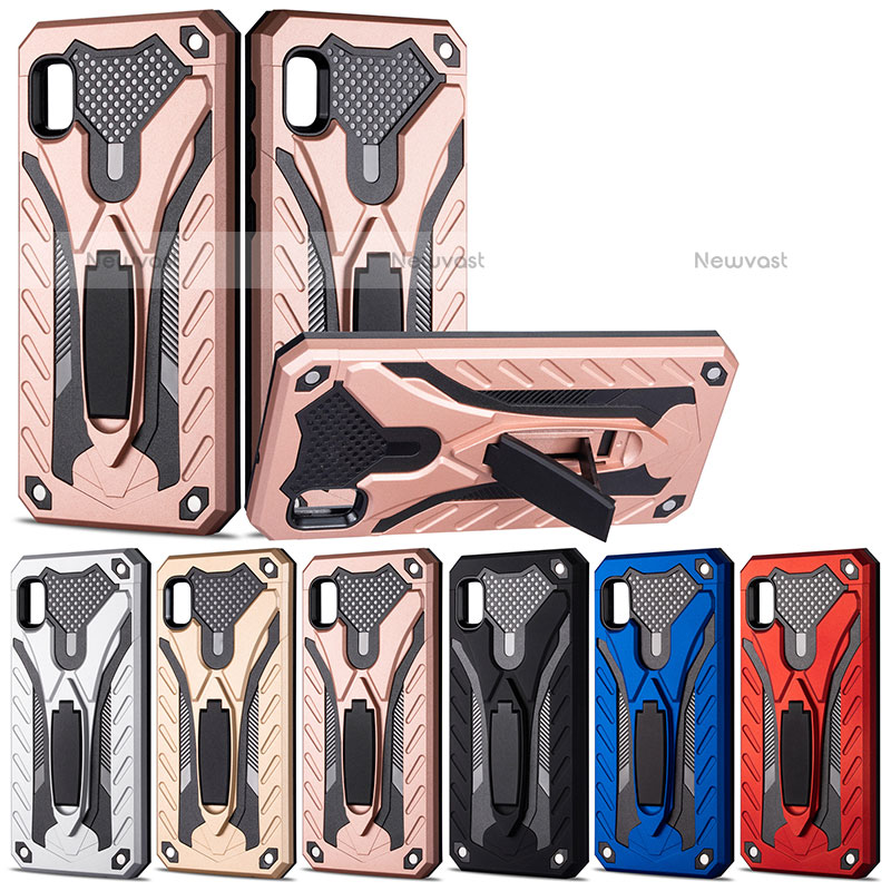 Silicone Matte Finish and Plastic Back Cover Case with Stand YF2 for Samsung Galaxy A10e