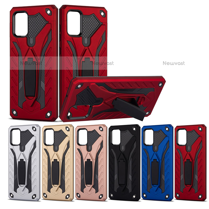 Silicone Matte Finish and Plastic Back Cover Case with Stand YF2 for Samsung Galaxy A71 4G A715