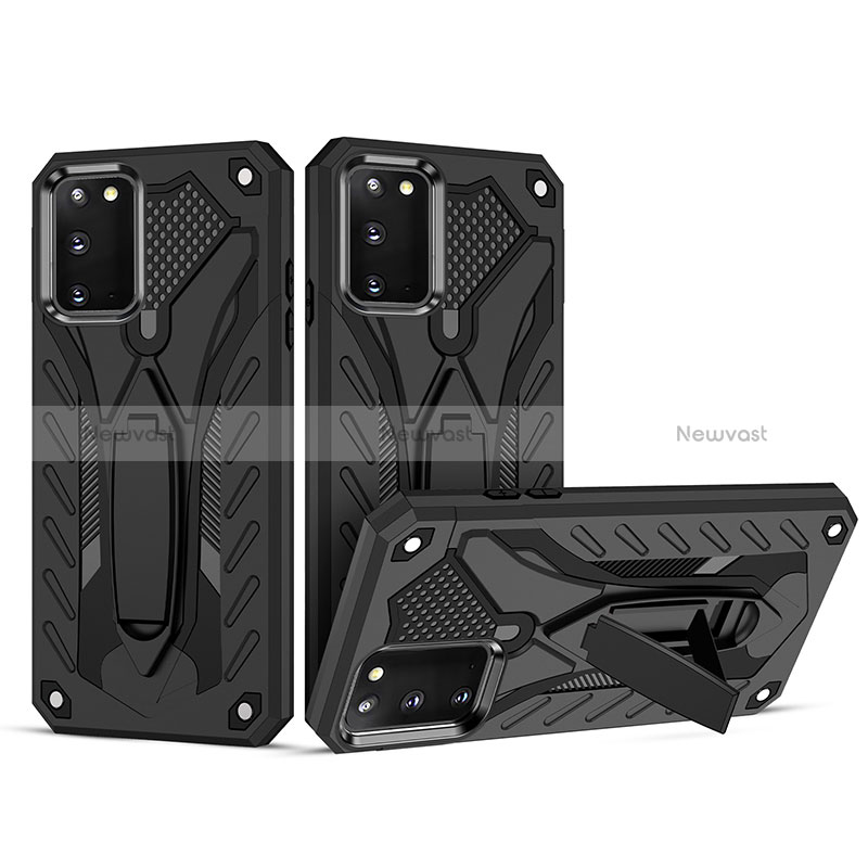 Silicone Matte Finish and Plastic Back Cover Case with Stand YF2 for Samsung Galaxy F02S SM-E025F Black