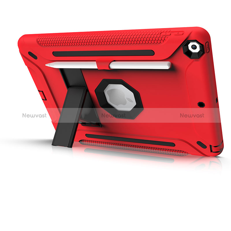 Silicone Matte Finish and Plastic Back Cover Case with Stand YJ1 for Apple iPad 10.2 (2019)