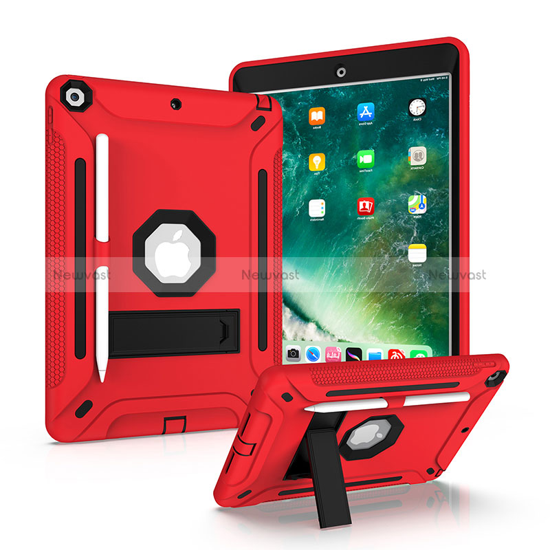 Silicone Matte Finish and Plastic Back Cover Case with Stand YJ1 for Apple iPad 10.2 (2019)