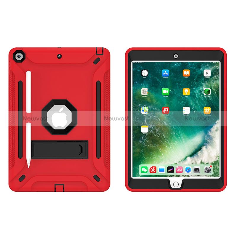 Silicone Matte Finish and Plastic Back Cover Case with Stand YJ1 for Apple iPad 10.2 (2019)