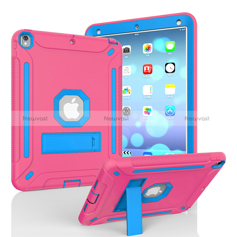 Silicone Matte Finish and Plastic Back Cover Case with Stand YJ1 for Apple iPad Air 3