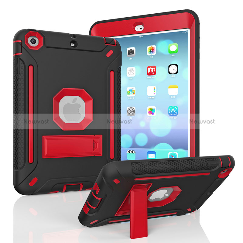 Silicone Matte Finish and Plastic Back Cover Case with Stand YJ1 for Apple iPad Mini 2