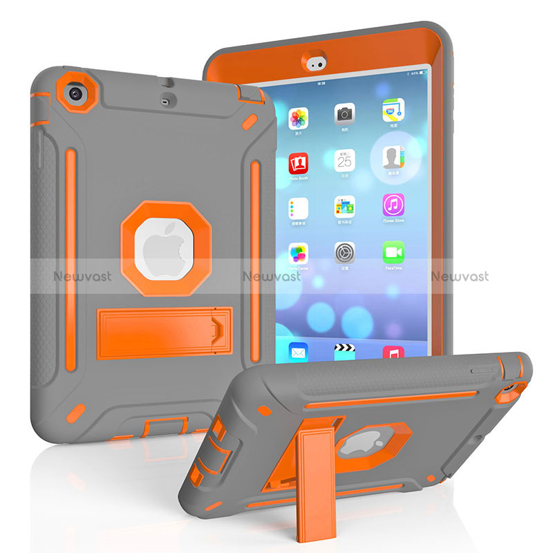 Silicone Matte Finish and Plastic Back Cover Case with Stand YJ1 for Apple iPad Mini 2