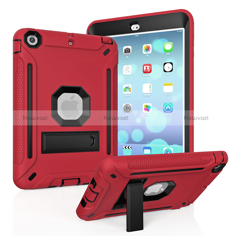 Silicone Matte Finish and Plastic Back Cover Case with Stand YJ1 for Apple iPad Mini 2