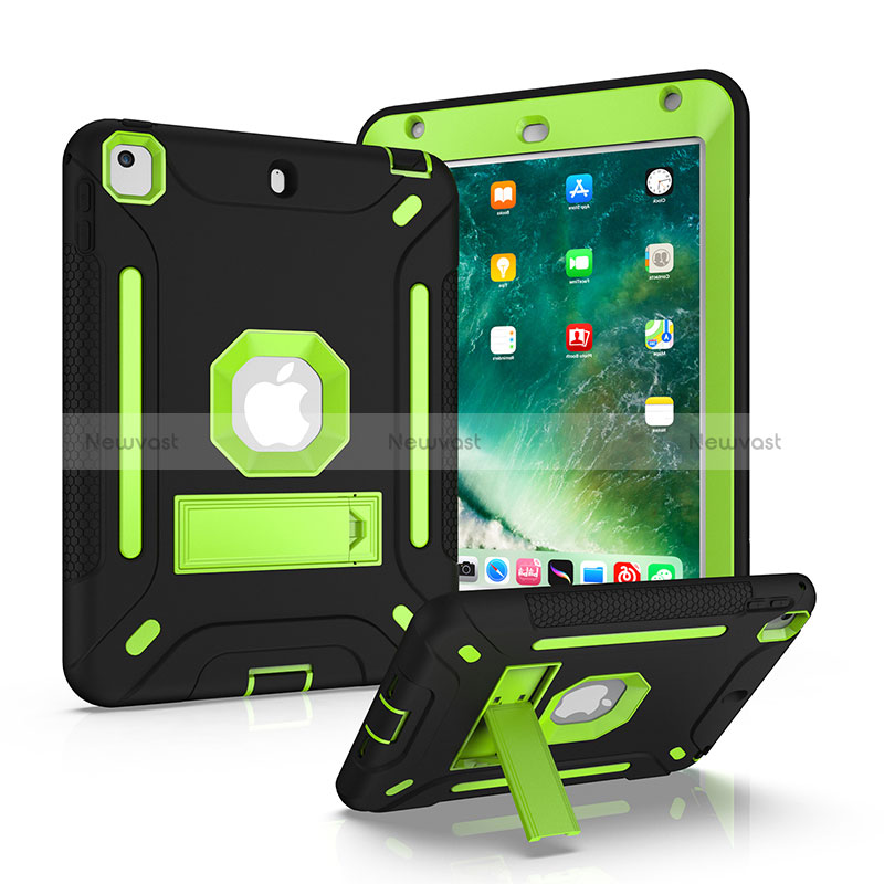 Silicone Matte Finish and Plastic Back Cover Case with Stand YJ1 for Apple iPad Mini 4 Green