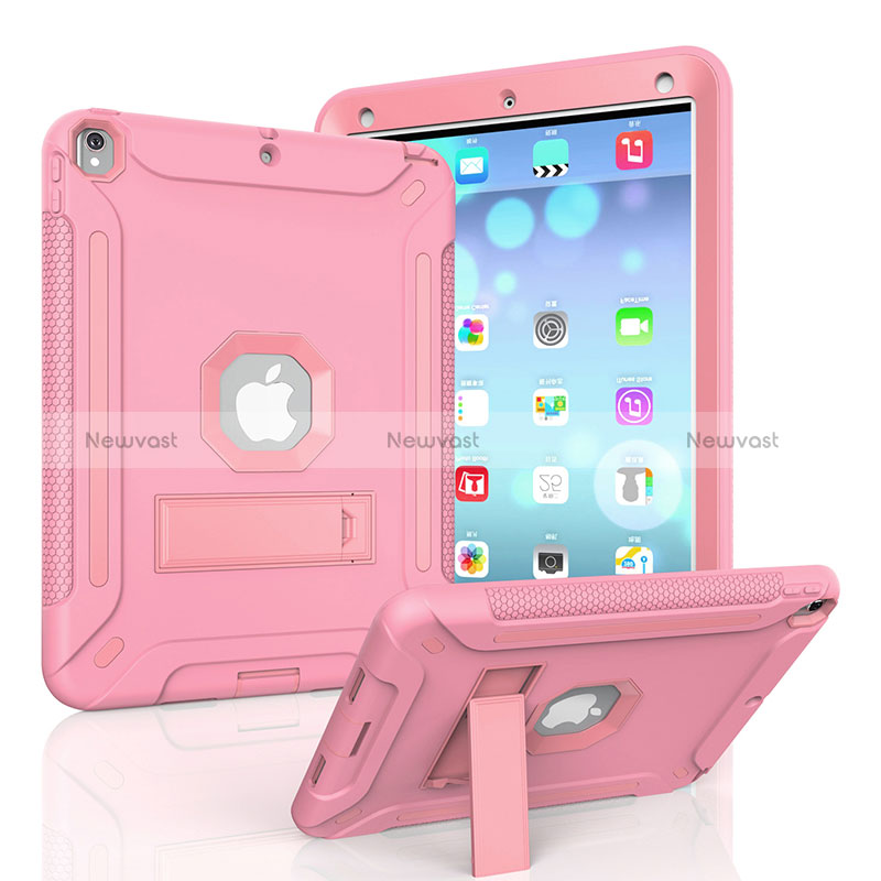 Silicone Matte Finish and Plastic Back Cover Case with Stand YJ2 for Apple iPad Air 3