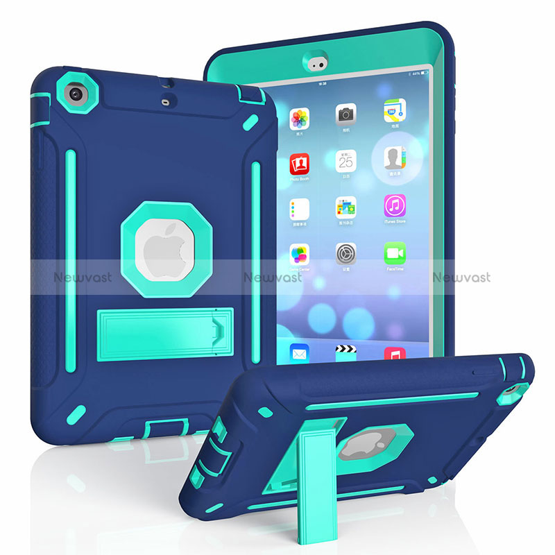 Silicone Matte Finish and Plastic Back Cover Case with Stand YJ2 for Apple iPad Mini 2