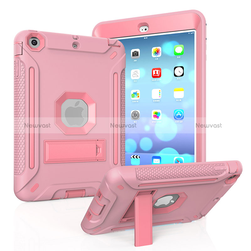 Silicone Matte Finish and Plastic Back Cover Case with Stand YJ2 for Apple iPad Mini 2