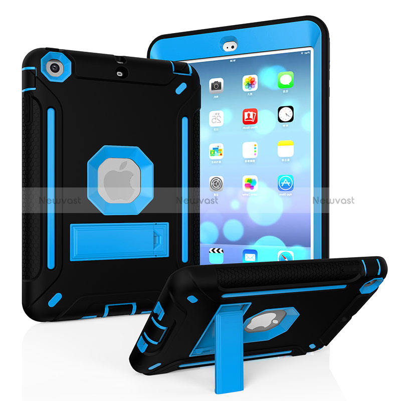 Silicone Matte Finish and Plastic Back Cover Case with Stand YJ2 for Apple iPad Mini 2