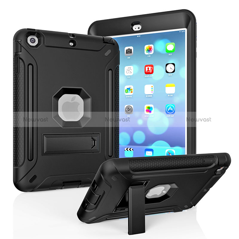 Silicone Matte Finish and Plastic Back Cover Case with Stand YJ2 for Apple iPad Mini