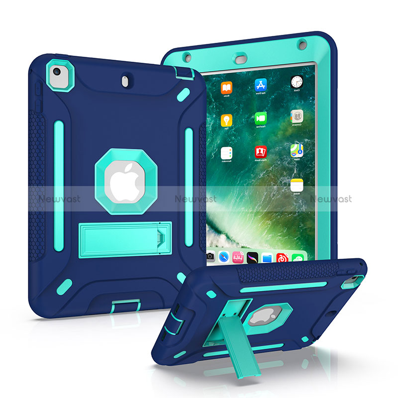 Silicone Matte Finish and Plastic Back Cover Case with Stand YJ2 for Apple iPad Mini 4