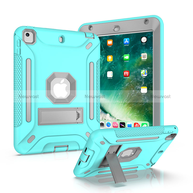 Silicone Matte Finish and Plastic Back Cover Case with Stand YJ2 for Apple iPad Mini 4