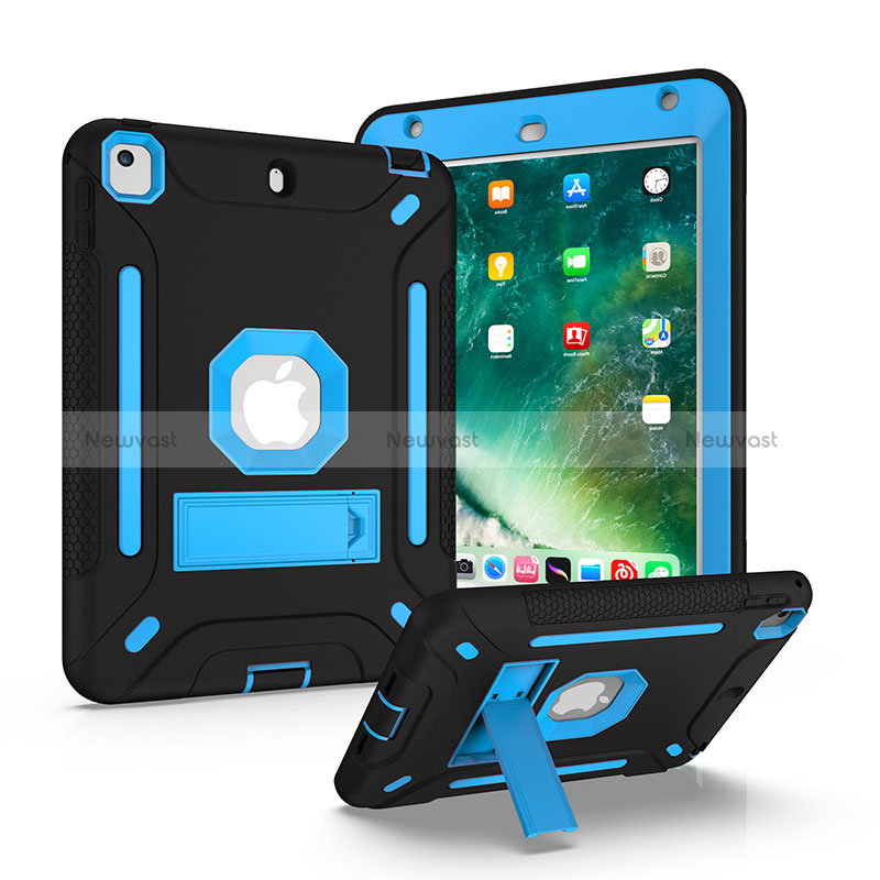 Silicone Matte Finish and Plastic Back Cover Case with Stand YJ2 for Apple iPad Mini 4