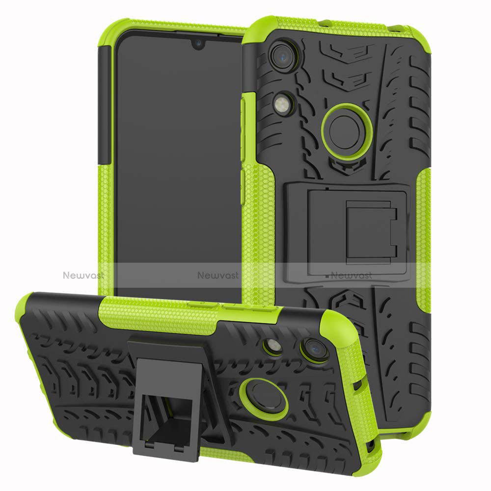 Silicone Matte Finish and Plastic Back Cover Case with Stand Z01 for Huawei Honor 8A Green