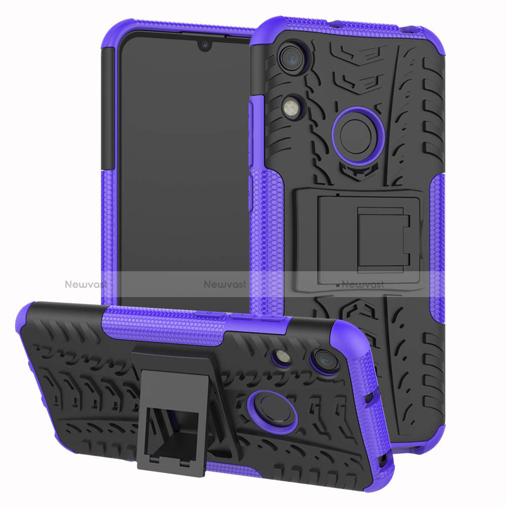 Silicone Matte Finish and Plastic Back Cover Case with Stand Z01 for Huawei Honor 8A Purple