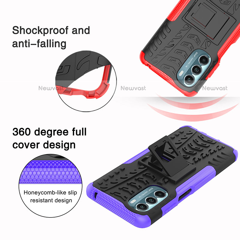 Silicone Matte Finish and Plastic Back Cover Case with Stand Z01 for Motorola Moto G Stylus (2022) 4G