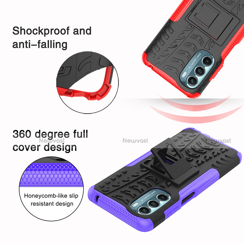 Silicone Matte Finish and Plastic Back Cover Case with Stand Z01 for Motorola Moto G Stylus (2022) 5G