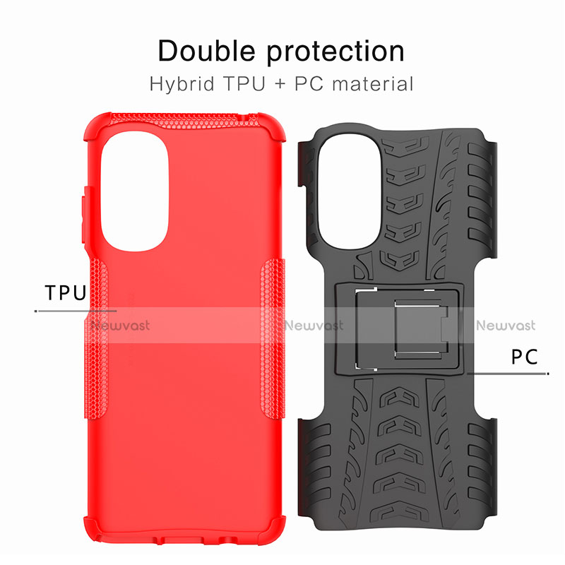 Silicone Matte Finish and Plastic Back Cover Case with Stand Z01 for Motorola Moto G Stylus (2022) 5G