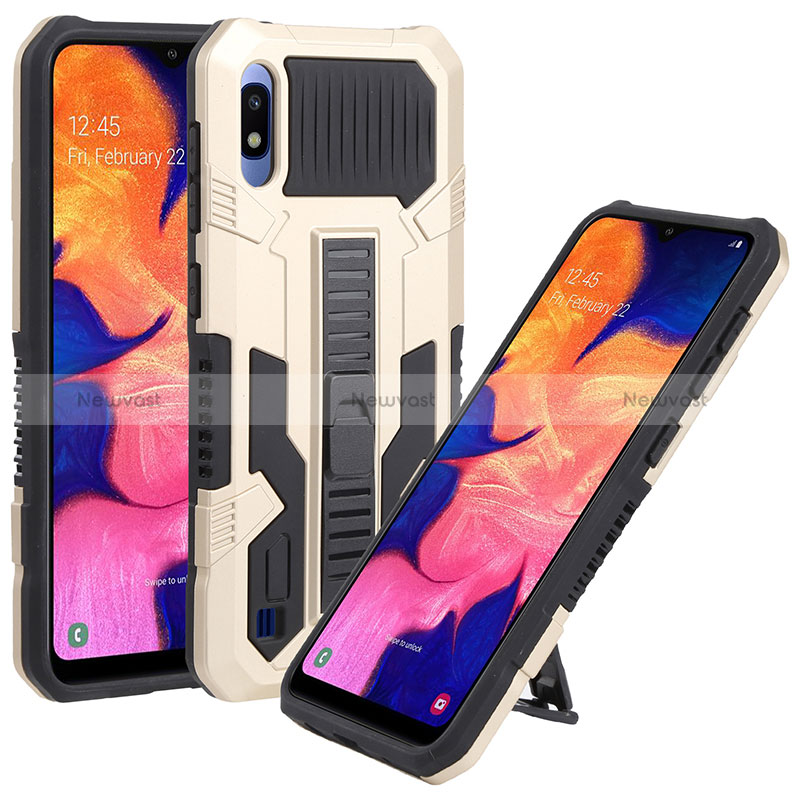 Silicone Matte Finish and Plastic Back Cover Case with Stand ZJ1 for Samsung Galaxy A10