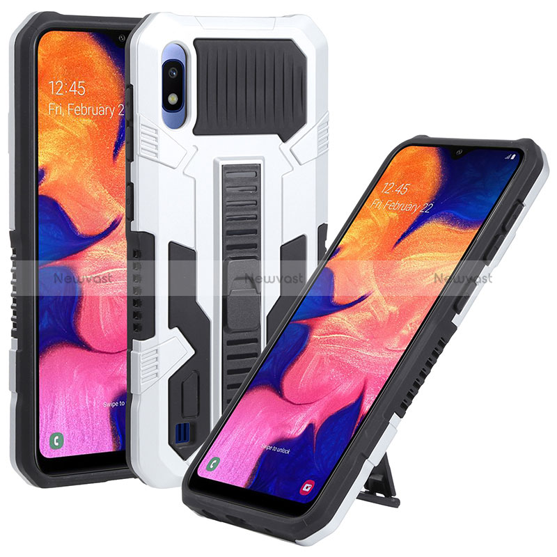 Silicone Matte Finish and Plastic Back Cover Case with Stand ZJ1 for Samsung Galaxy A10