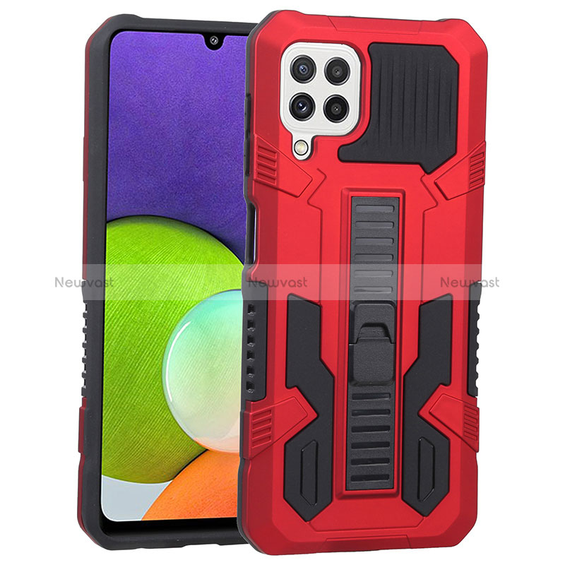 Silicone Matte Finish and Plastic Back Cover Case with Stand ZJ1 for Samsung Galaxy A22 4G