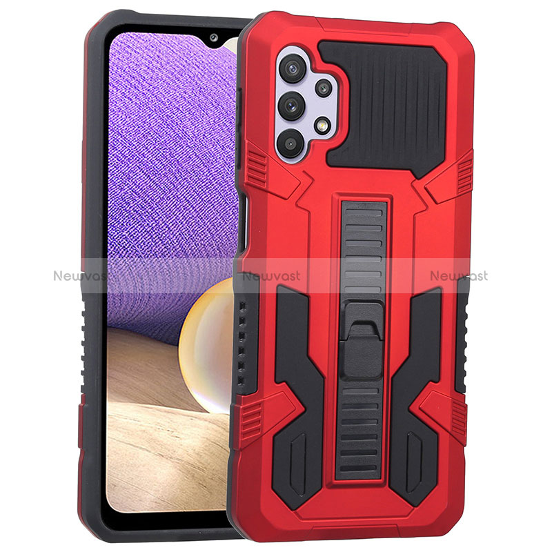 Silicone Matte Finish and Plastic Back Cover Case with Stand ZJ1 for Samsung Galaxy A32 4G