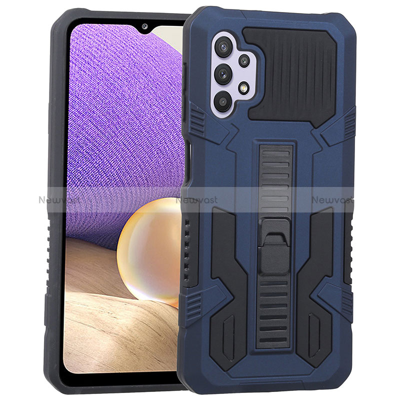 Silicone Matte Finish and Plastic Back Cover Case with Stand ZJ1 for Samsung Galaxy A32 5G