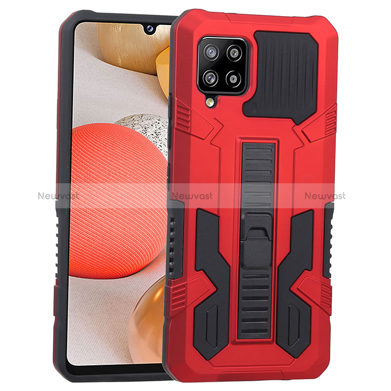 Silicone Matte Finish and Plastic Back Cover Case with Stand ZJ1 for Samsung Galaxy A42 5G