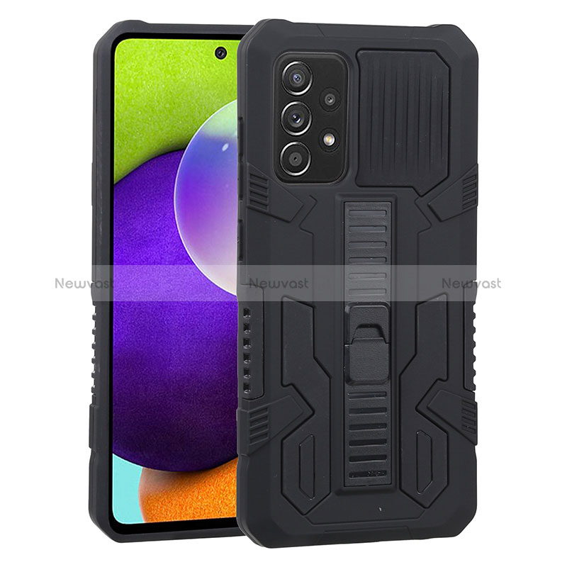 Silicone Matte Finish and Plastic Back Cover Case with Stand ZJ1 for Samsung Galaxy A52 4G