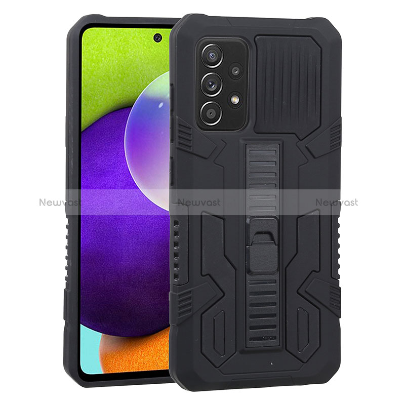 Silicone Matte Finish and Plastic Back Cover Case with Stand ZJ1 for Samsung Galaxy A52 5G