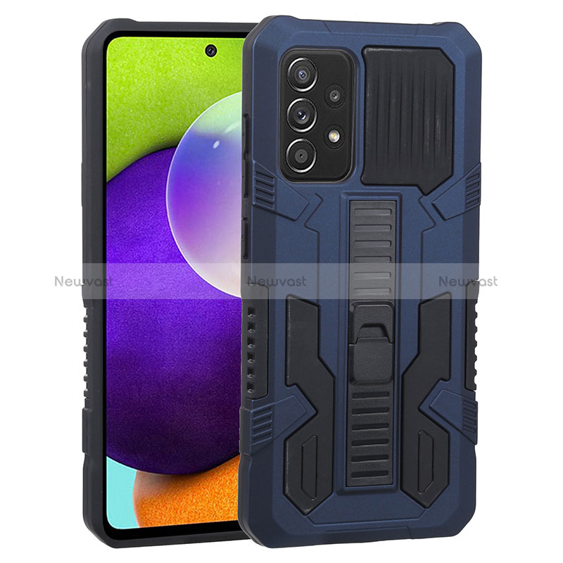 Silicone Matte Finish and Plastic Back Cover Case with Stand ZJ1 for Samsung Galaxy A52 5G