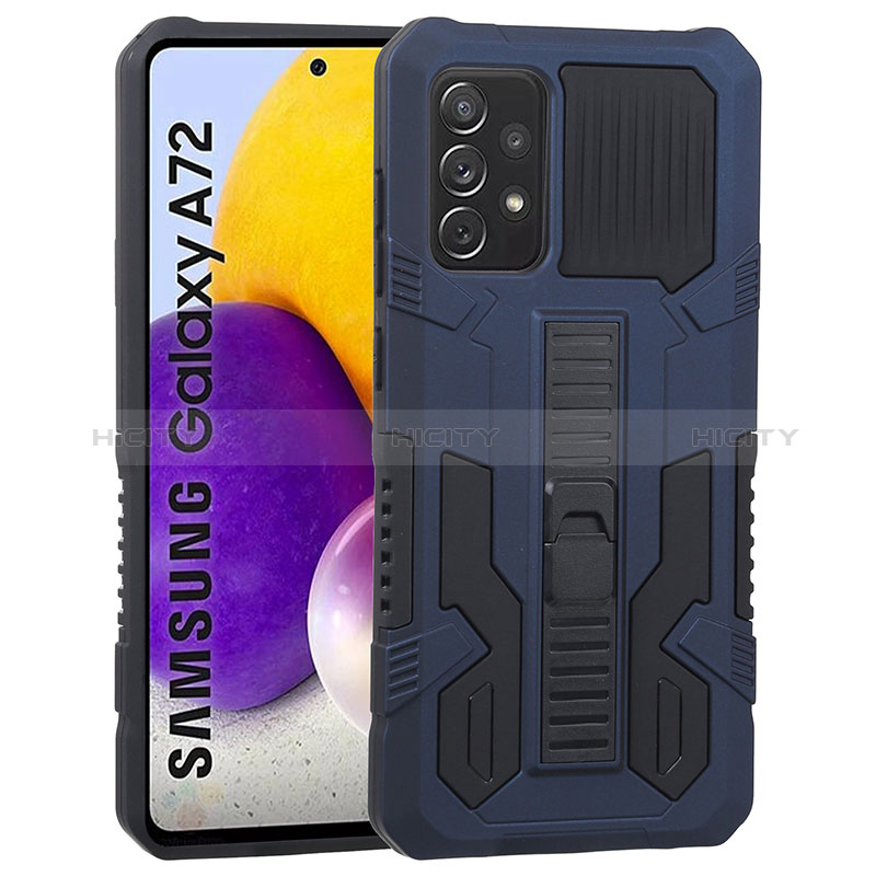 Silicone Matte Finish and Plastic Back Cover Case with Stand ZJ1 for Samsung Galaxy A72 4G